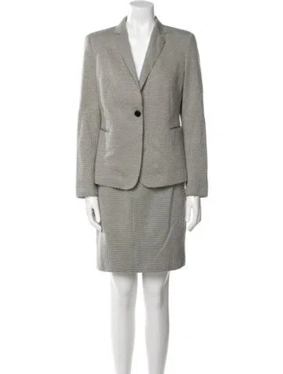 Pre-owned Akris Punto Plaid Print Skirt Suit In Blue