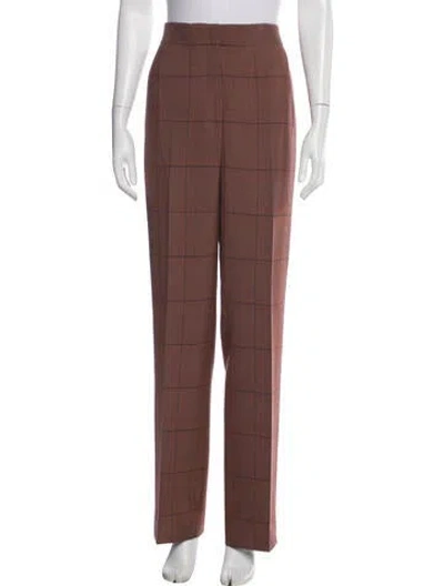 Pre-owned Akris Punto Plaid Print Straight Leg Pants In Brown