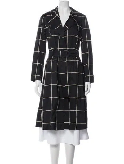 Pre-owned Akris Punto Plaid Print Trench Coat In Black