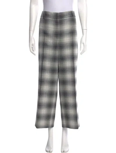 Pre-owned Akris Punto Plaid Print Wide Leg Pants In Black