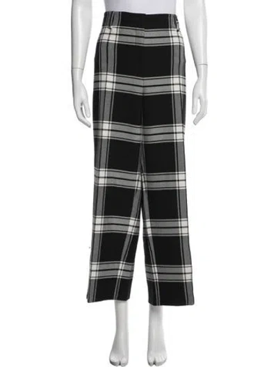 Pre-owned Akris Punto Plaid Print Wide Leg Pants In Black