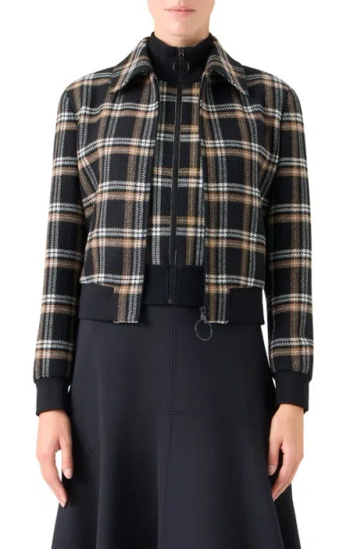 AKRIS PUNTO AKRIS PUNTO PLAID TRICOTINE TWEED BOMBER JACKET