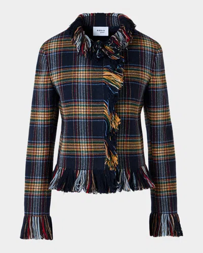 Akris Punto Plaid Tweed Wool-blend Jacket In Multi