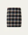 Akris Punto Plaid Wool Tricotine Tweed Mini Skirt In Multi
