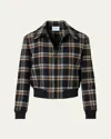 Akris Punto Plaid Wool Tricotine Tweed Short Bomber Jacket In Multi