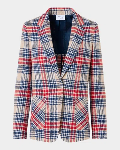 Akris Punto Plaid Wool-blend Tweed Blazer In Cashew-mul