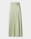 Akris Punto Pleated A-line Batiste Midi Skirt