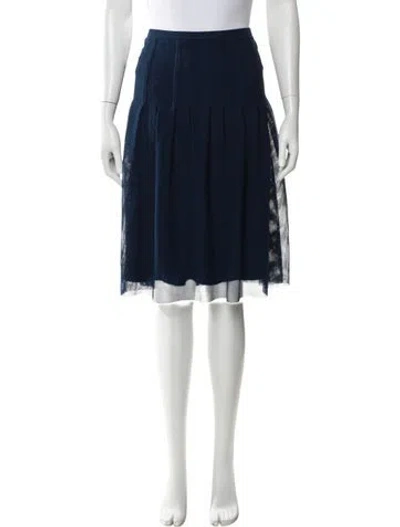 Pre-owned Akris Punto Pleated Accents Knee-length Skirt In Blue