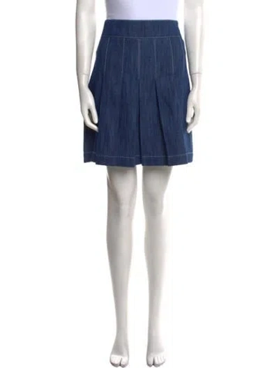 Pre-owned Akris Punto Pleated Accents Mini Skirt In Blue