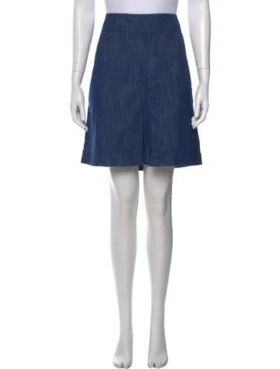 Pre-owned Akris Punto Pleated Accents Mini Skirt In Blue