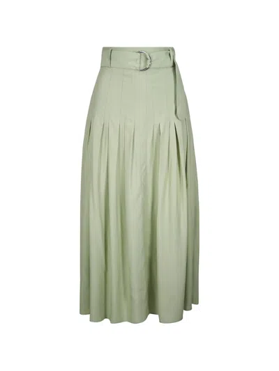 Akris Punto Pleated Belted Skirt In Green