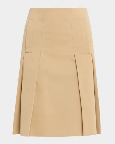 Akris Punto Pleated Cotton Quilt Skirt In Brown