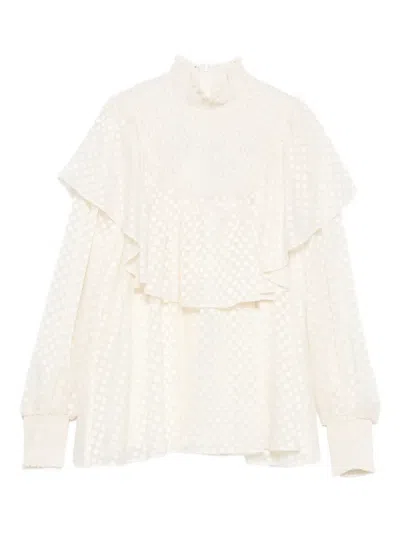 Akris Punto Polka Dot-detail Blouse In White