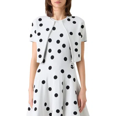 Akris Punto Polka Dot Jacquard Fitted Crop Jacket In White