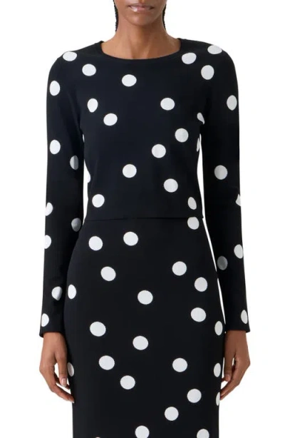 Akris Punto Polka Dot Jacquard Fitted Sweater In Black