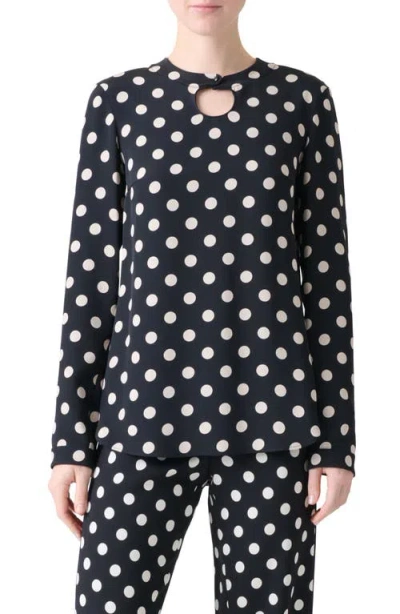 Akris Punto Polka Dot Long Sleeve Top