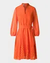 Akris Punto Polka Dot Organzino Belted Shirt Dress In Orange
