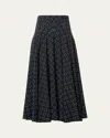 Akris Punto Polka Dot Organzino Flared Pleated Skirt In Black