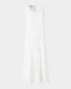Akris Punto Polka Dot Organzino Sleeveless Midi Dress In Cream