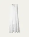 Akris Punto Polka Dot Organzino Sleeveless Midi Dress In Cream