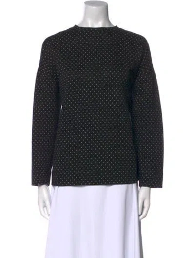 Pre-owned Akris Punto Polka Dot Print Bateau Neckline Blouse In Black