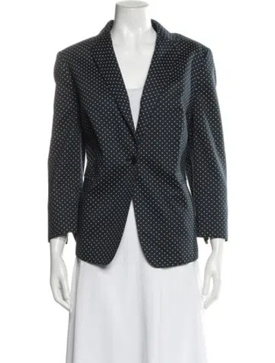 Pre-owned Akris Punto Polka Dot Print Blazer In Blue