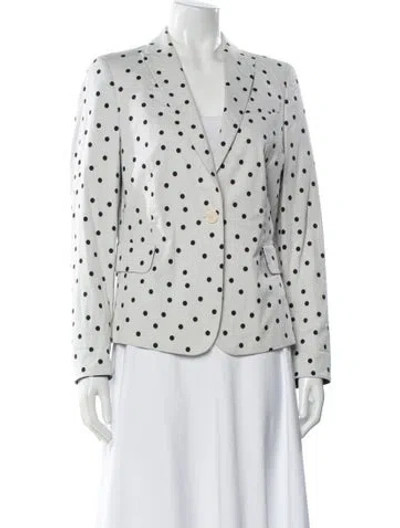 Pre-owned Akris Punto Polka Dot Print Blazer In White