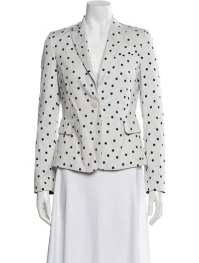 Pre-owned Akris Punto Polka Dot Print Blazer In White