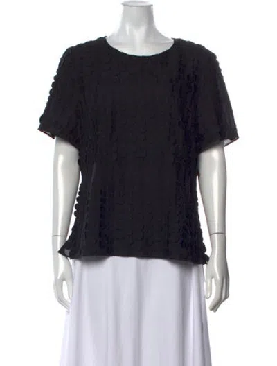 Pre-owned Akris Punto Polka Dot Print Crew Neck Blouse In Black