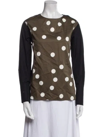 Pre-owned Akris Punto Polka Dot Print Crew Neck Blouse In Blue