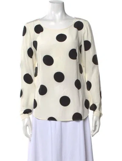 Pre-owned Akris Punto Polka Dot Print Crew Neck Blouse In Neutral