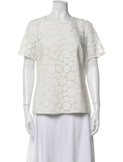 Pre-owned Akris Punto Polka Dot Print Crew Neck Top In Neutrals