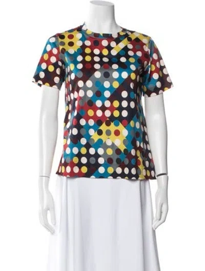 Pre-owned Akris Punto Polka Dot Print Crew Neck T-shirt In White