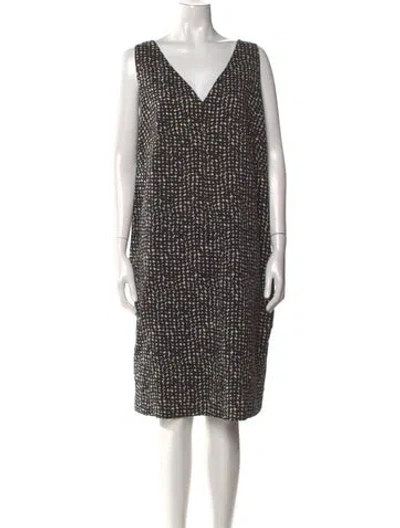 Pre-owned Akris Punto Polka Dot Print Knee-length Dress In Black