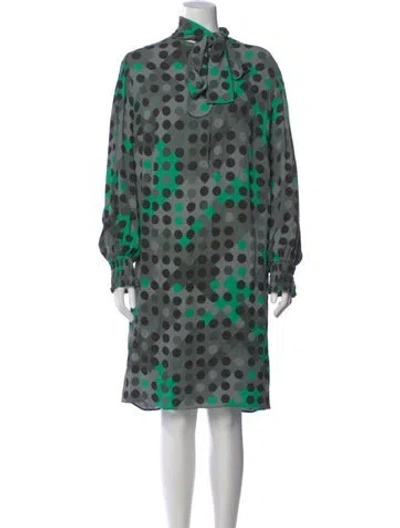 Pre-owned Akris Punto Polka Dot Print Knee-length Dress In Green