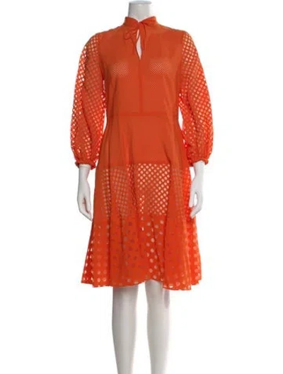 Pre-owned Akris Punto Polka Dot Print Knee-length Dress In Orange