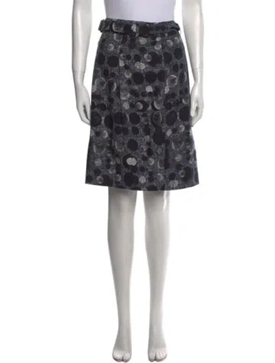 Pre-owned Akris Punto Polka Dot Print Knee-length Skirt In Blue