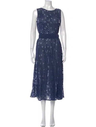 Pre-owned Akris Punto Polka Dot Print Long Dress In Blue