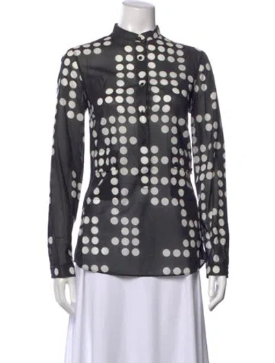 Pre-owned Akris Punto Polka Dot Print Long Sleeve Blouse In Multi