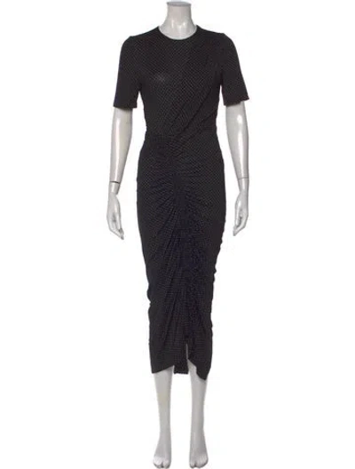 Pre-owned Akris Punto Polka Dot Print Midi Length Dress In Black