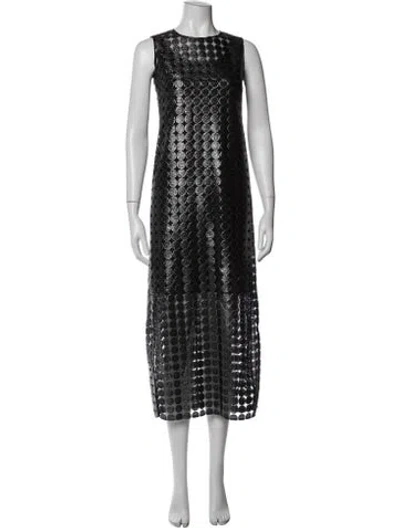 Pre-owned Akris Punto Polka Dot Print Midi Length Dress In Black