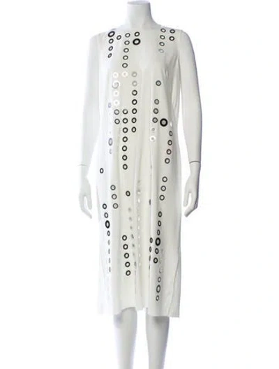 Pre-owned Akris Punto Polka Dot Print Midi Length Dress In Neutral