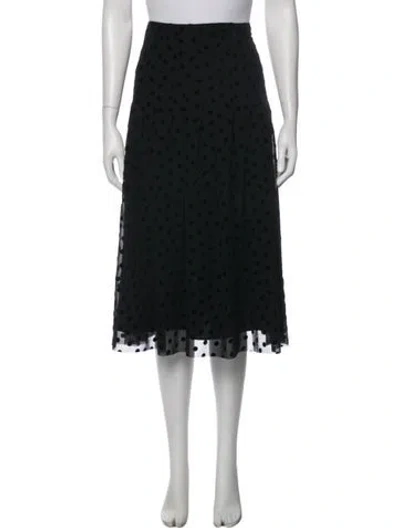 Pre-owned Akris Punto Polka Dot Print Midi Length Skirt In Black