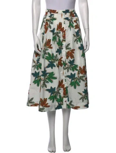 Pre-owned Akris Punto Polka Dot Print Midi Length Skirt In White