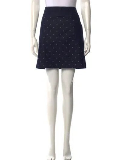 Pre-owned Akris Punto Polka Dot Print Mini Skirt In Blue
