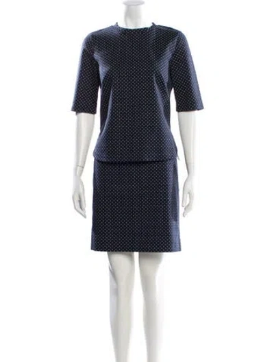 Pre-owned Akris Punto Polka Dot Print Skirt Set In Blue
