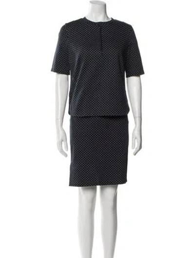 Pre-owned Akris Punto Polka Dot Print Skirt Set In Blue