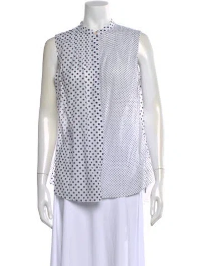 Pre-owned Akris Punto Polka Dot Print Sleeveless Blouse In White