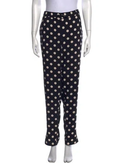 Pre-owned Akris Punto Polka Dot Print Straight Leg Pants In Black