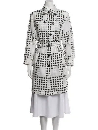 Pre-owned Akris Punto Polka Dot Print Trench Coat In White